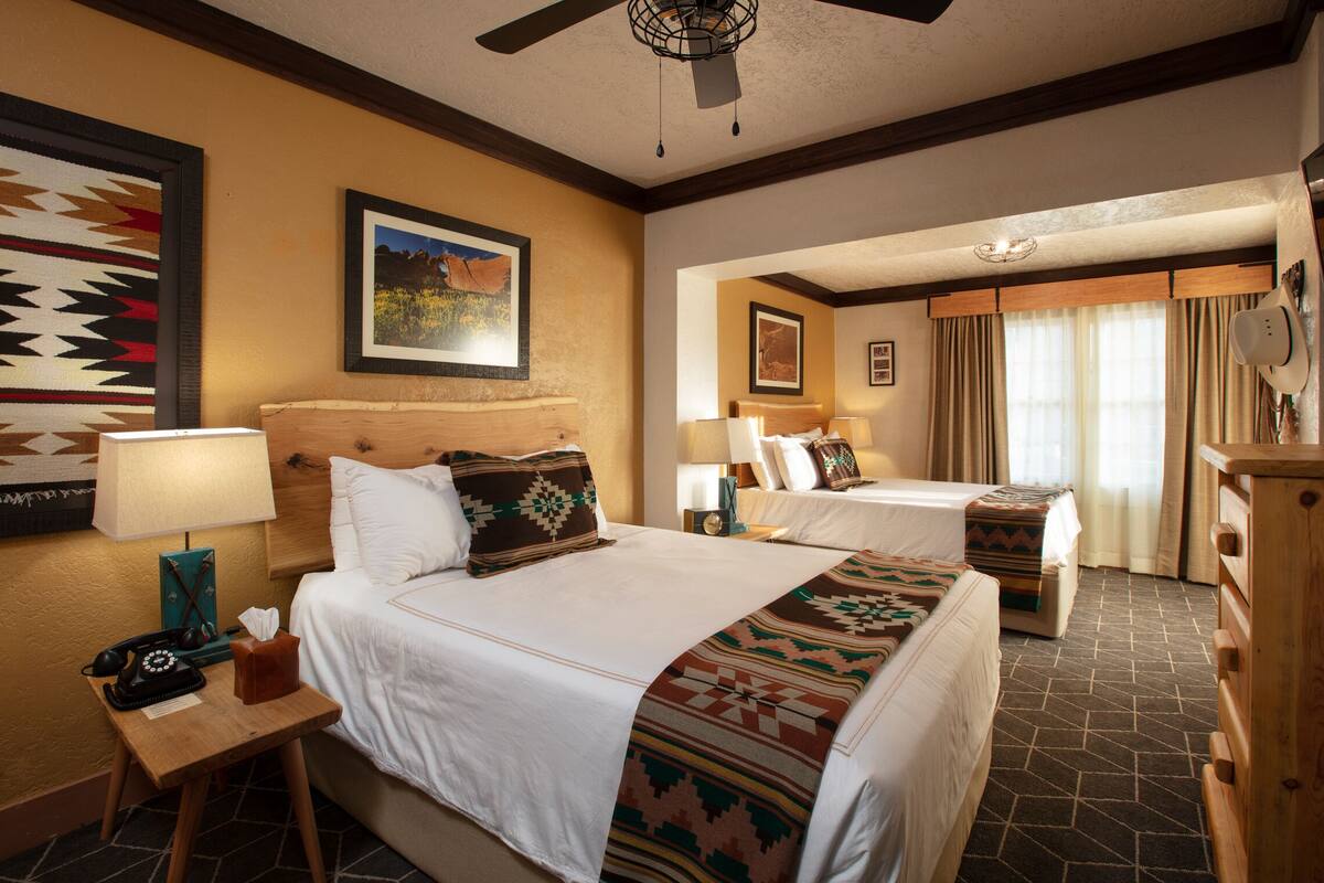 deluxe double room, 2 queen beds | 1 bedroom, individually furnished, desk, blackout curtains