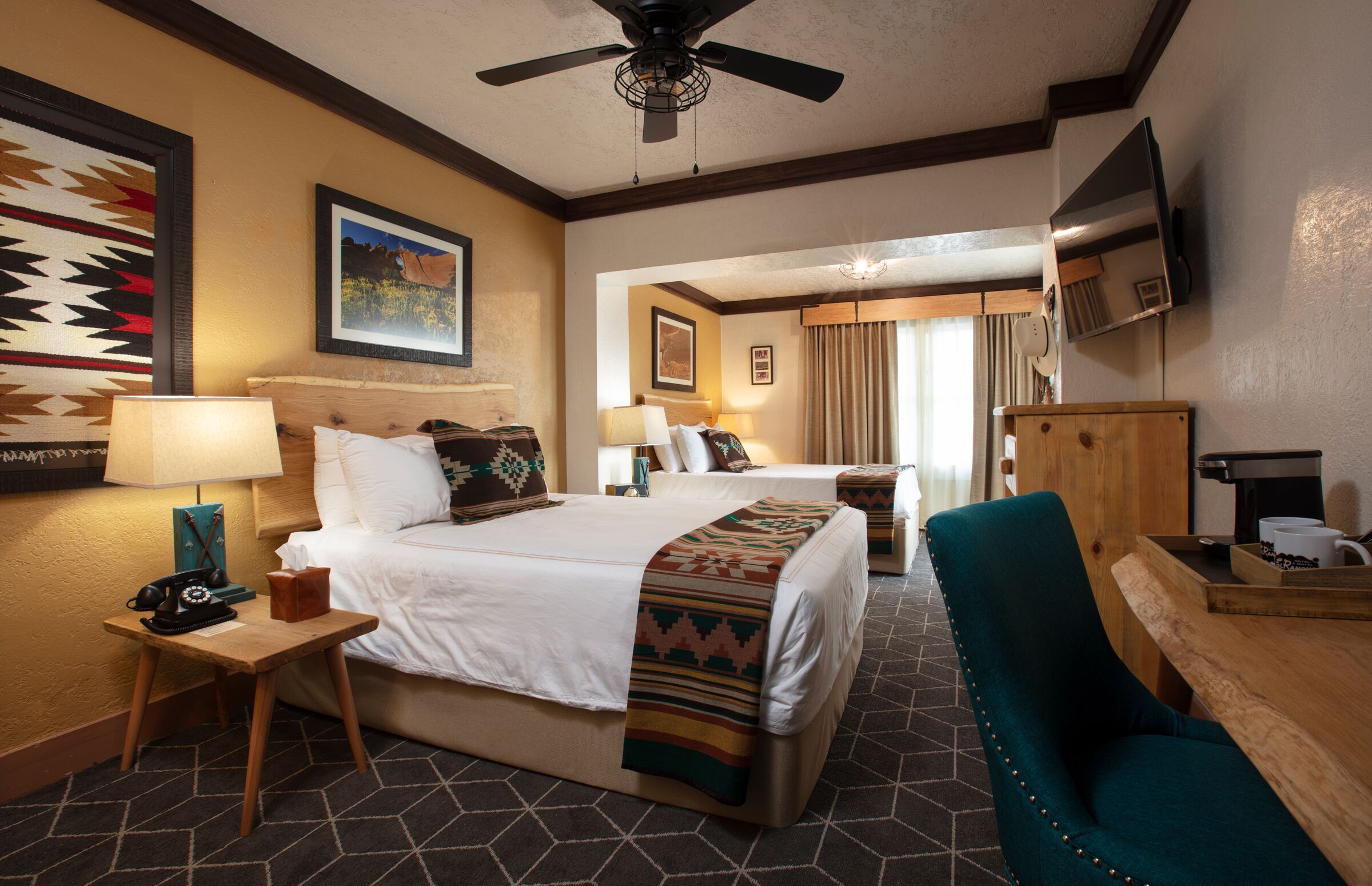 deluxe double room, 2 queen beds | 1 bedroom, individually furnished, desk, blackout curtains