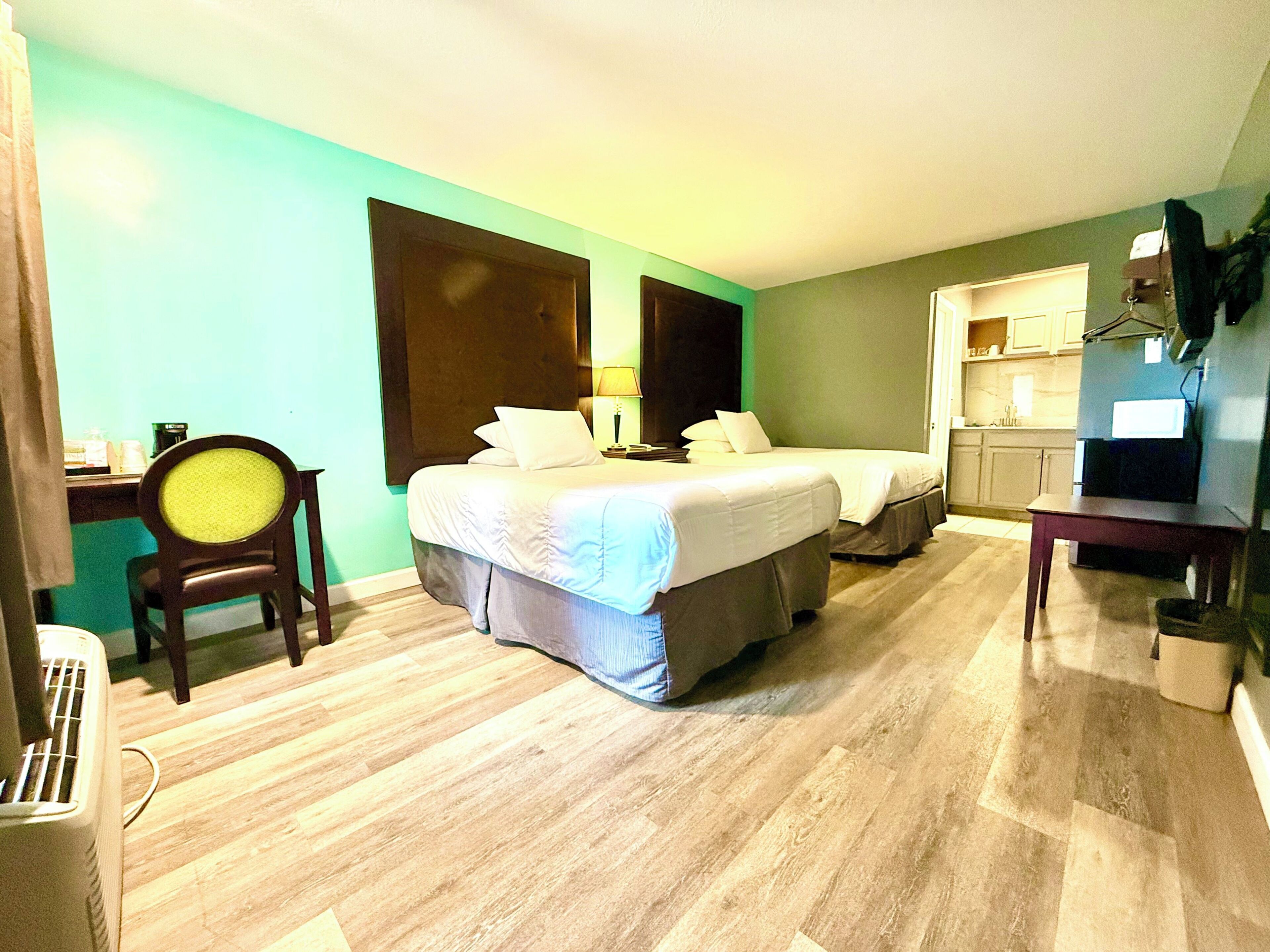 Down comforters, pillowtop beds, individually furnished, desk