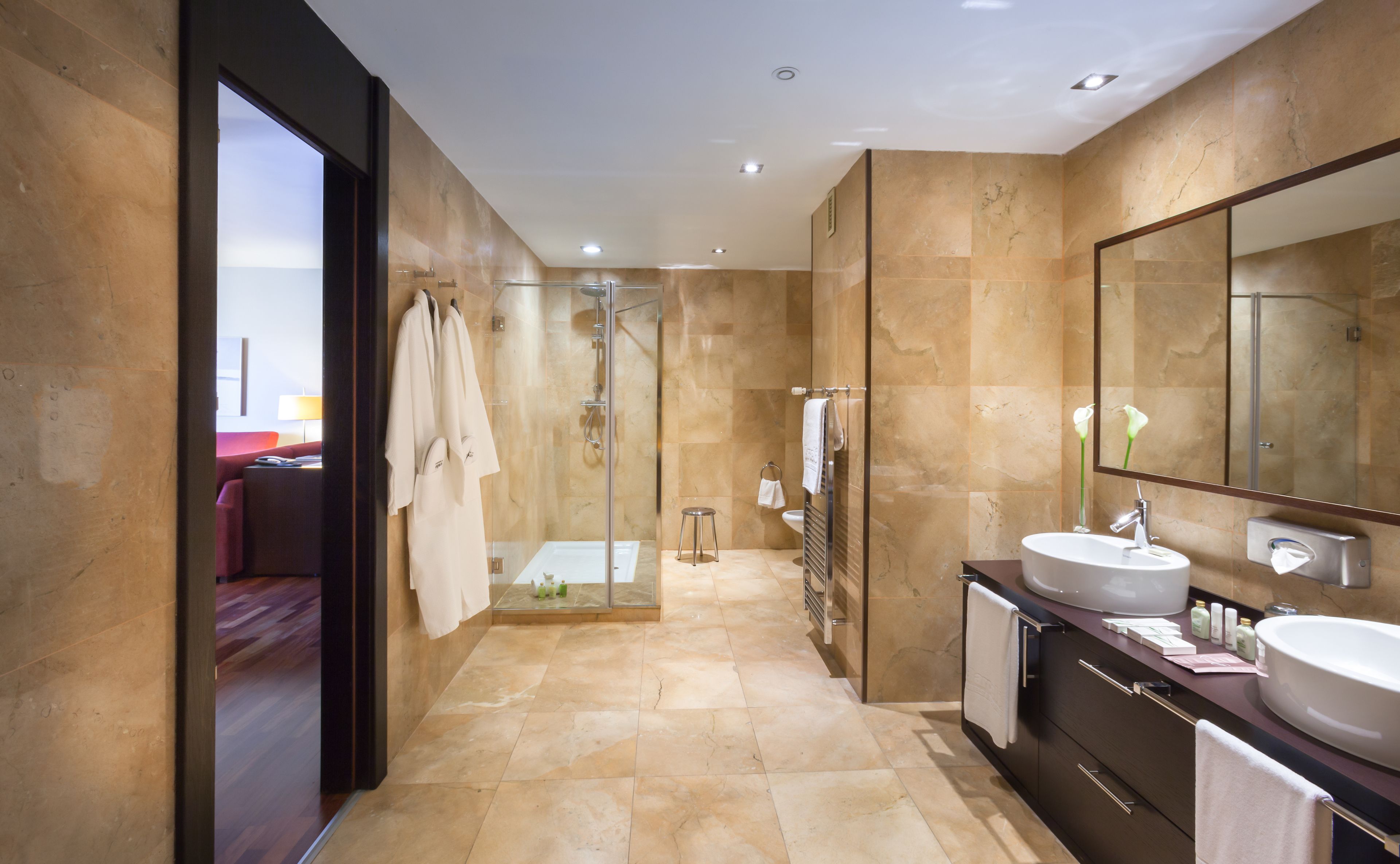 separate bathtub and shower, eco-friendly toiletries, hair dryer, bidet