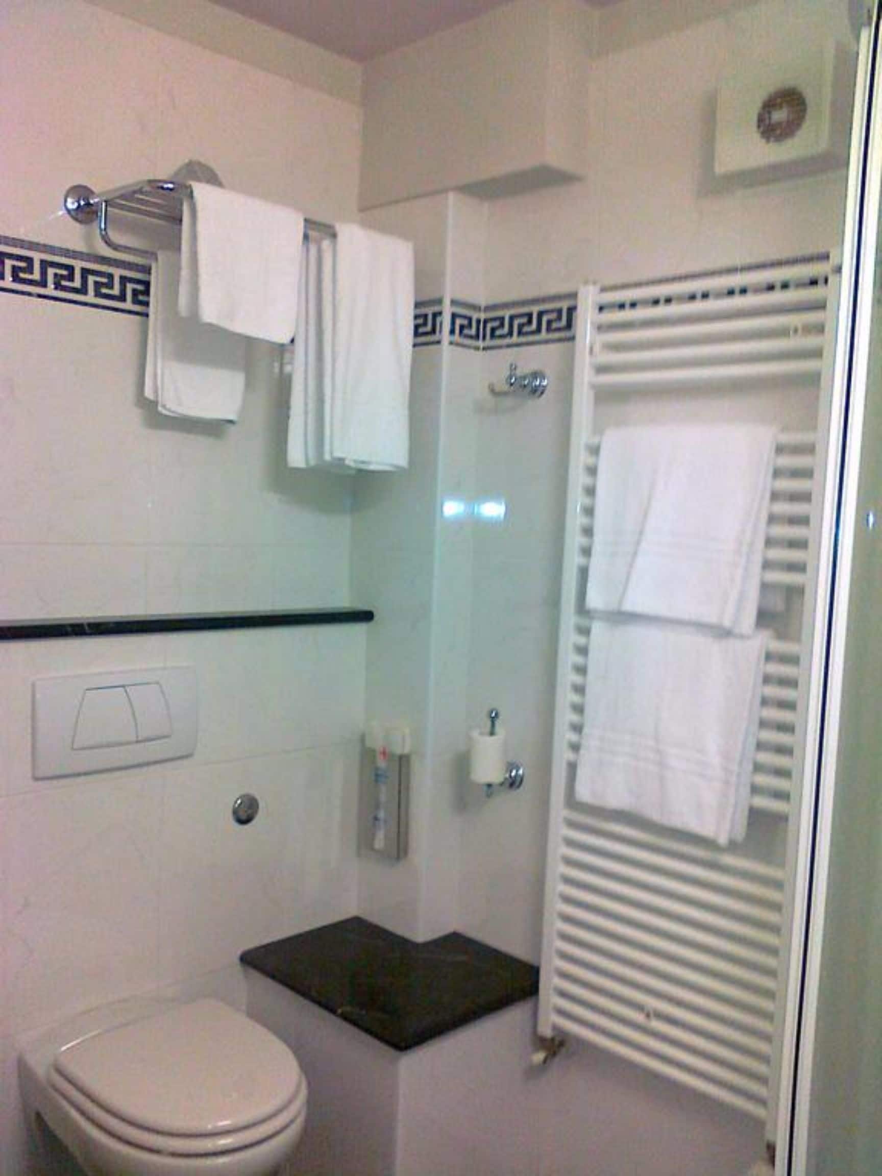 shower, hair dryer, slippers, bidet