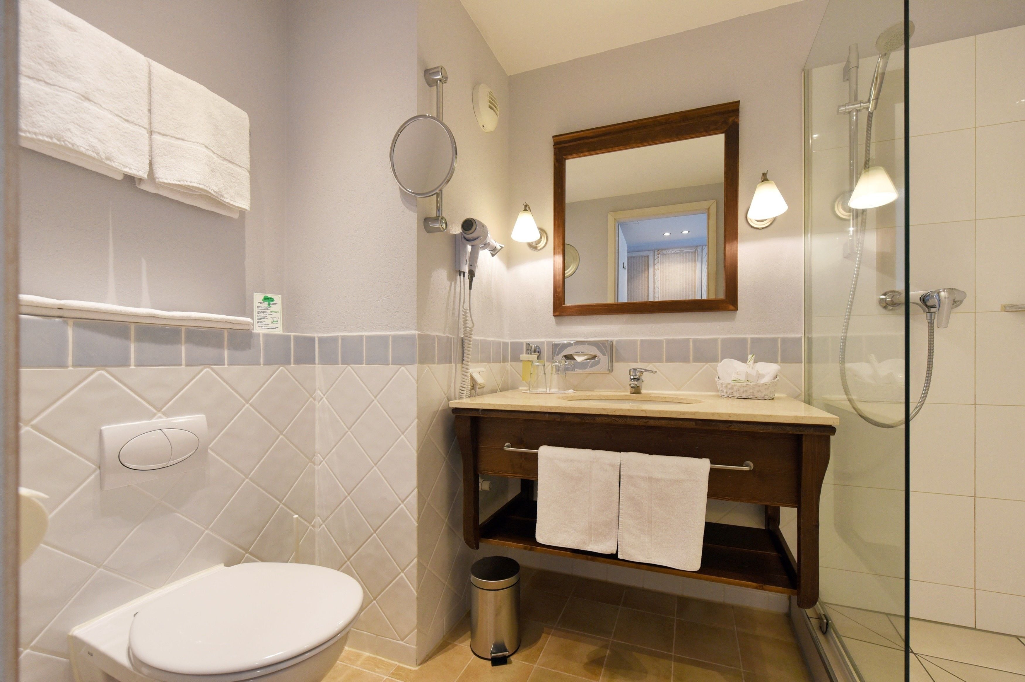 free toiletries, hair dryer, bathrobes, slippers