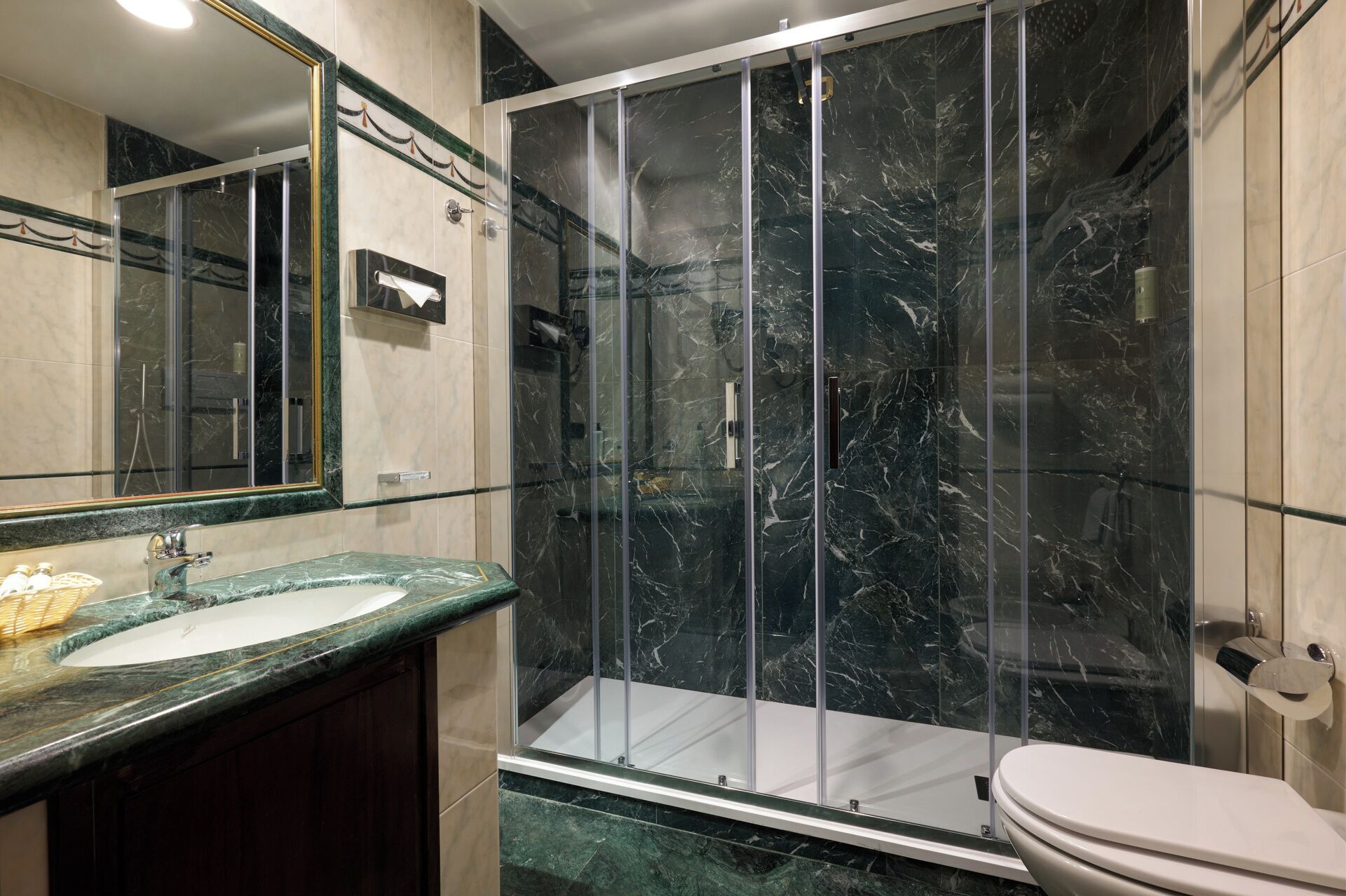 shower, free toiletries, hair dryer, slippers