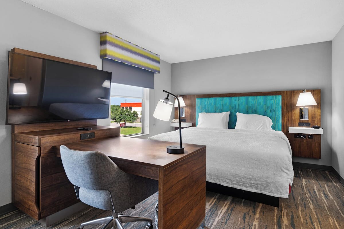 one king bed non smoking | desk, laptop workspace, blackout curtains, iron/ironing board