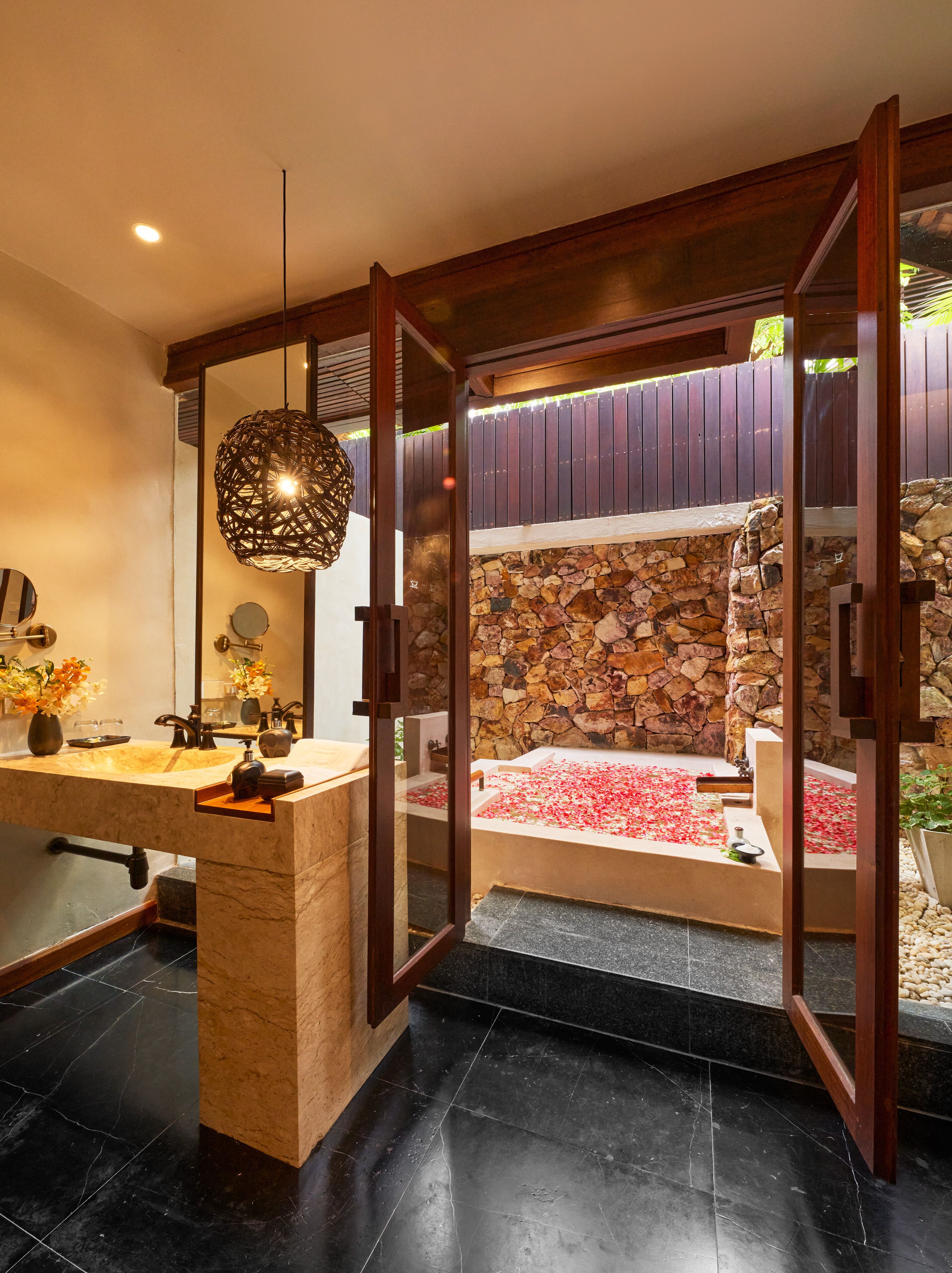 seaview room | bathroom | separate bathtub and shower, free toiletries, hair dryer, bathrobes