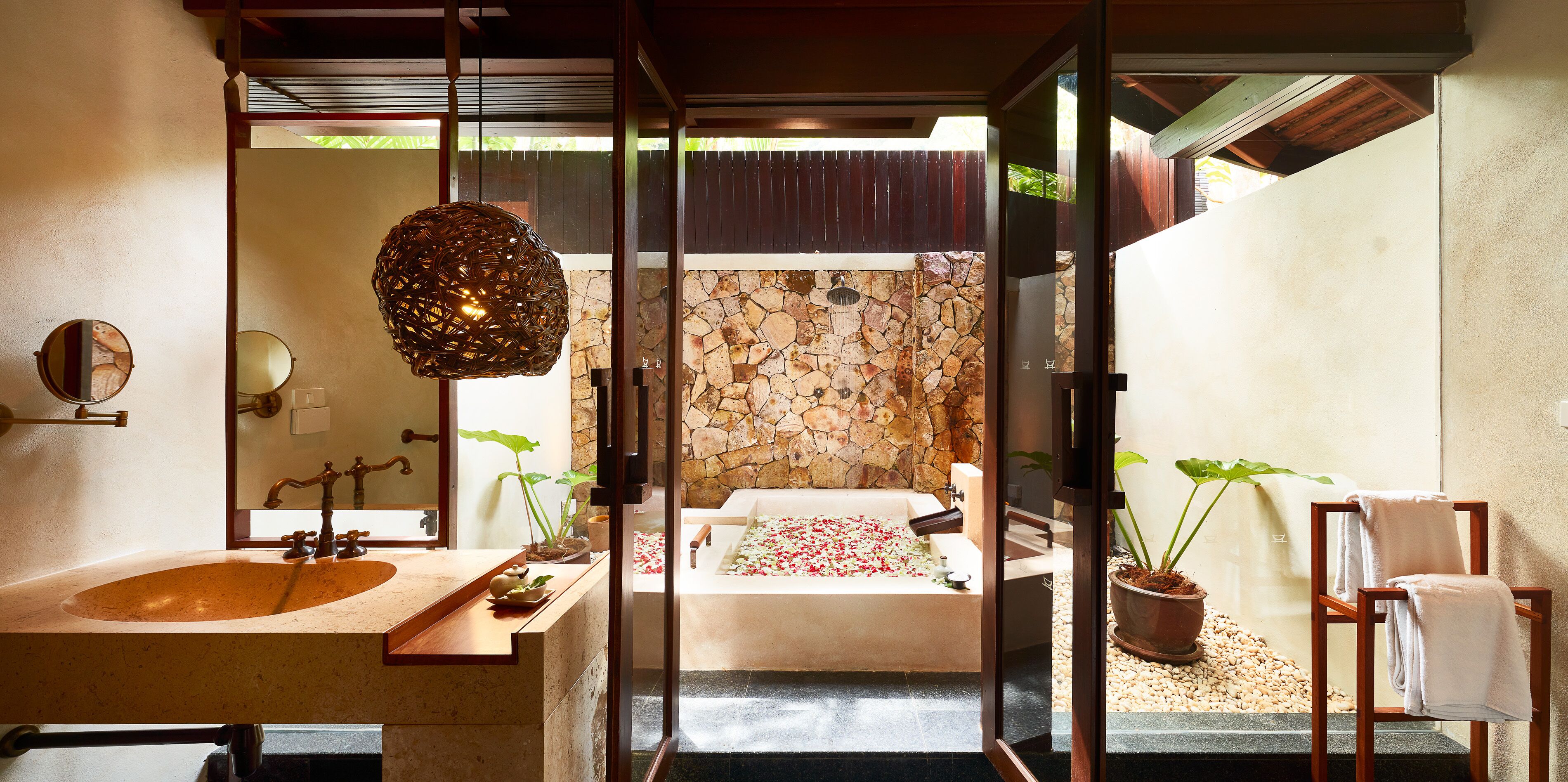 seaview suite | bathroom | separate bathtub and shower, free toiletries, hair dryer, bathrobes