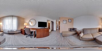 Standard Room, 2 Double Beds, Non Smoking | Desk, laptop workspace, blackout drapes, iron/ironing board