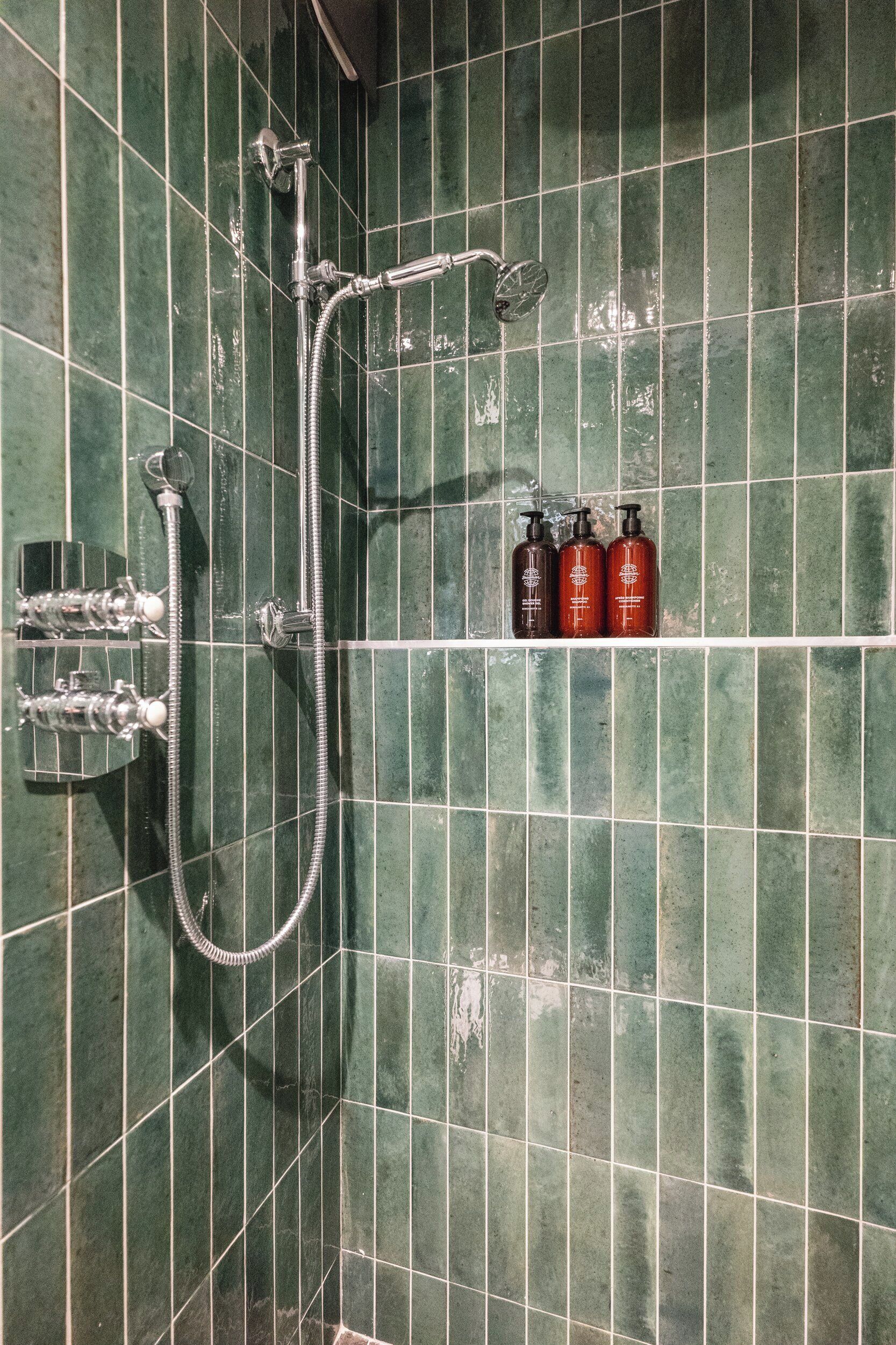 shower, hair dryer, bathrobes, slippers