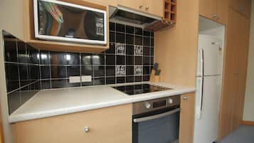 Mini-fridge, microwave, stovetop, espresso maker