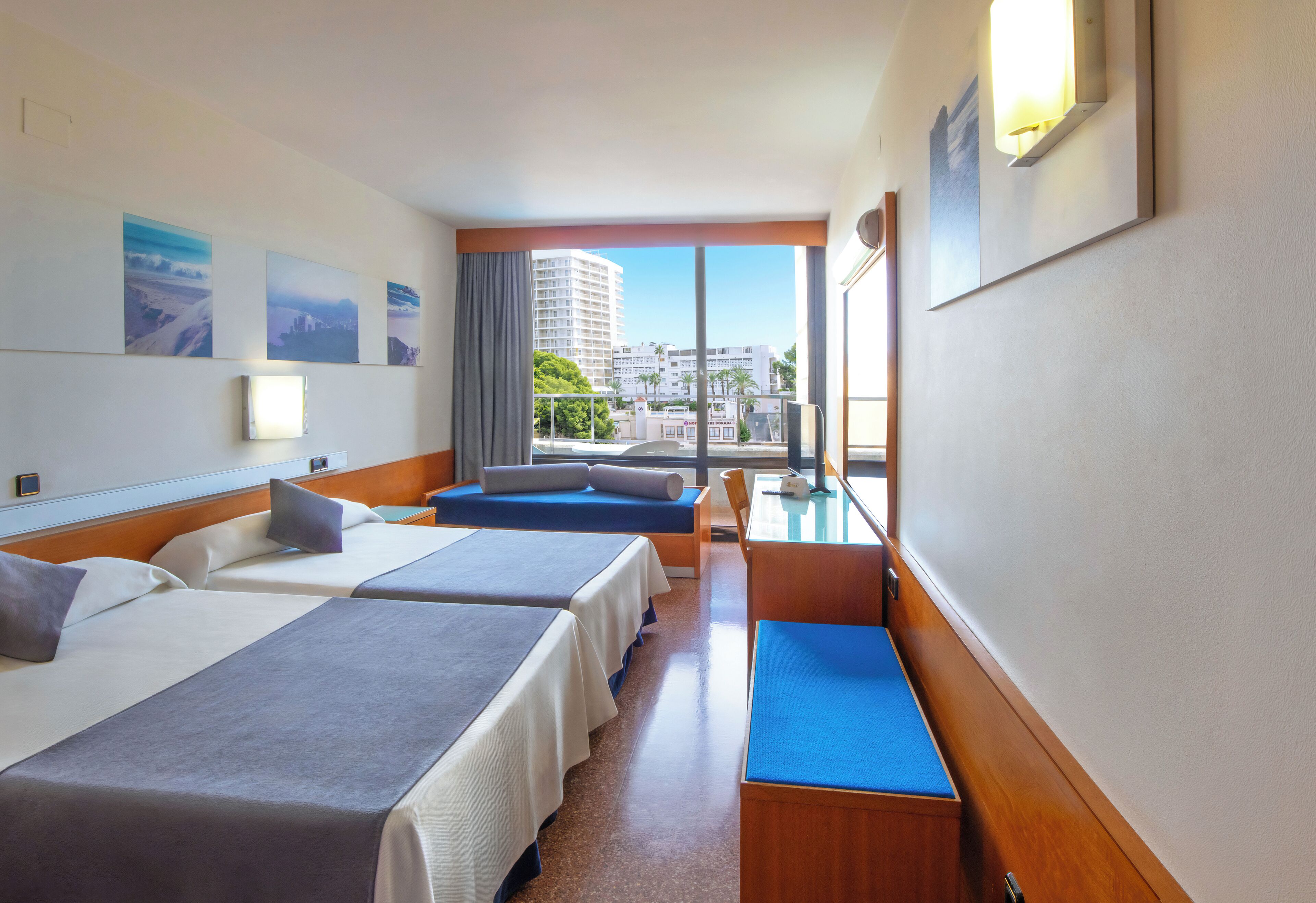 Desk, blackout drapes, WiFi (surcharge), bed sheets