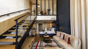 Duplex, vista para o mar | Roupas de cama premium, frigobar, cofres nos quartos, cortinas blackout