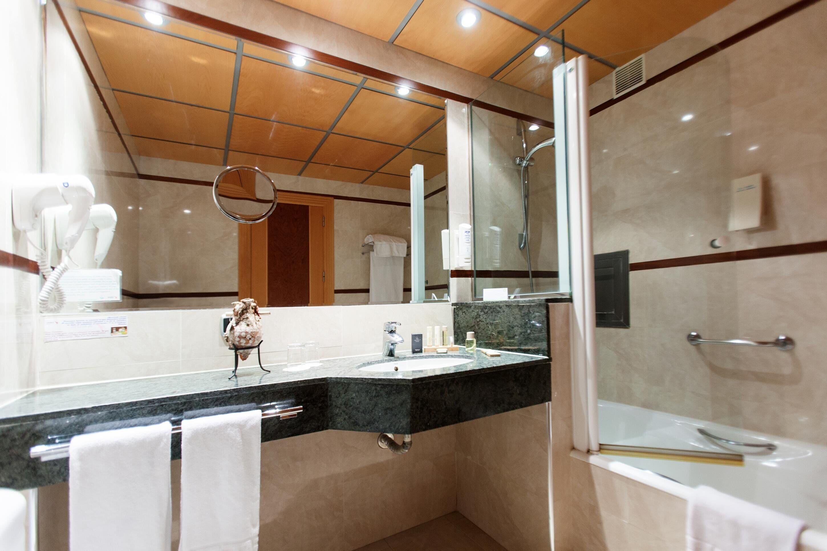 shower, free toiletries, hair dryer, bidet