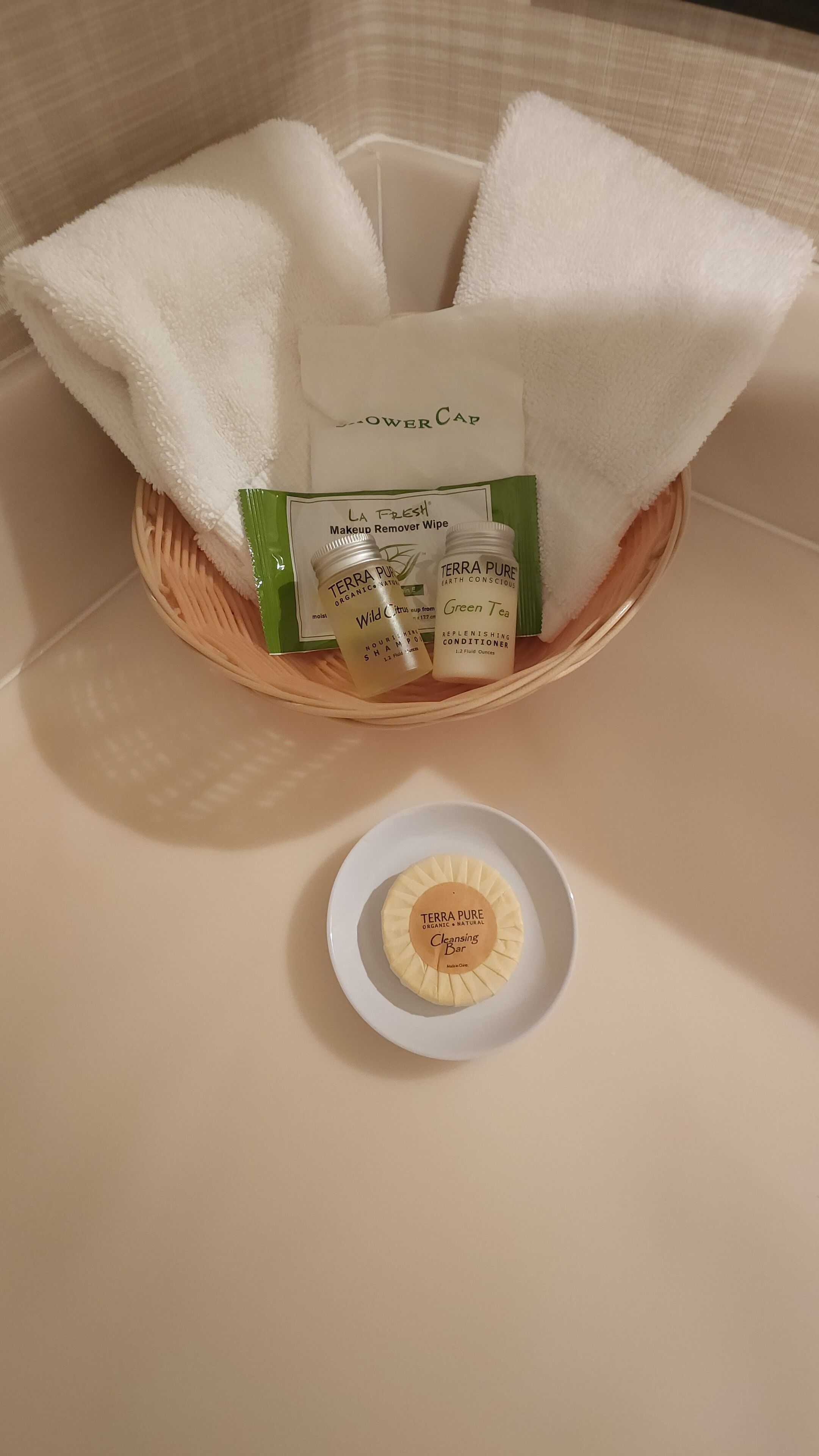 deluxe room, 2 queen beds | bathroom | combined shower/bathtub, eco-friendly toiletries, hair dryer, towels