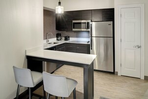 Studio, 1 King Bed with Sofa bed | Private kitchen | Full-size fridge, microwave, stovetop, dishwasher