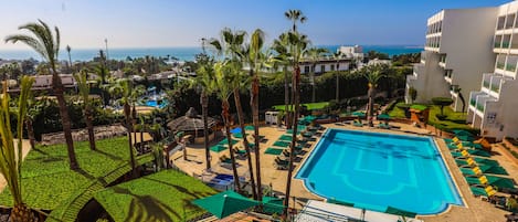 Outdoor pool, pool umbrellas