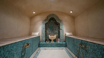 Banho turco/hammam, tratamentos corporais, massagens com pedras quentes