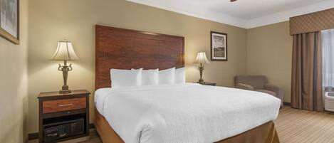 Standard Room, 1 King Bed, Non Smoking, Refrigerator & Microwave | Pillowtop beds, in-room safe, desk, laptop workspace