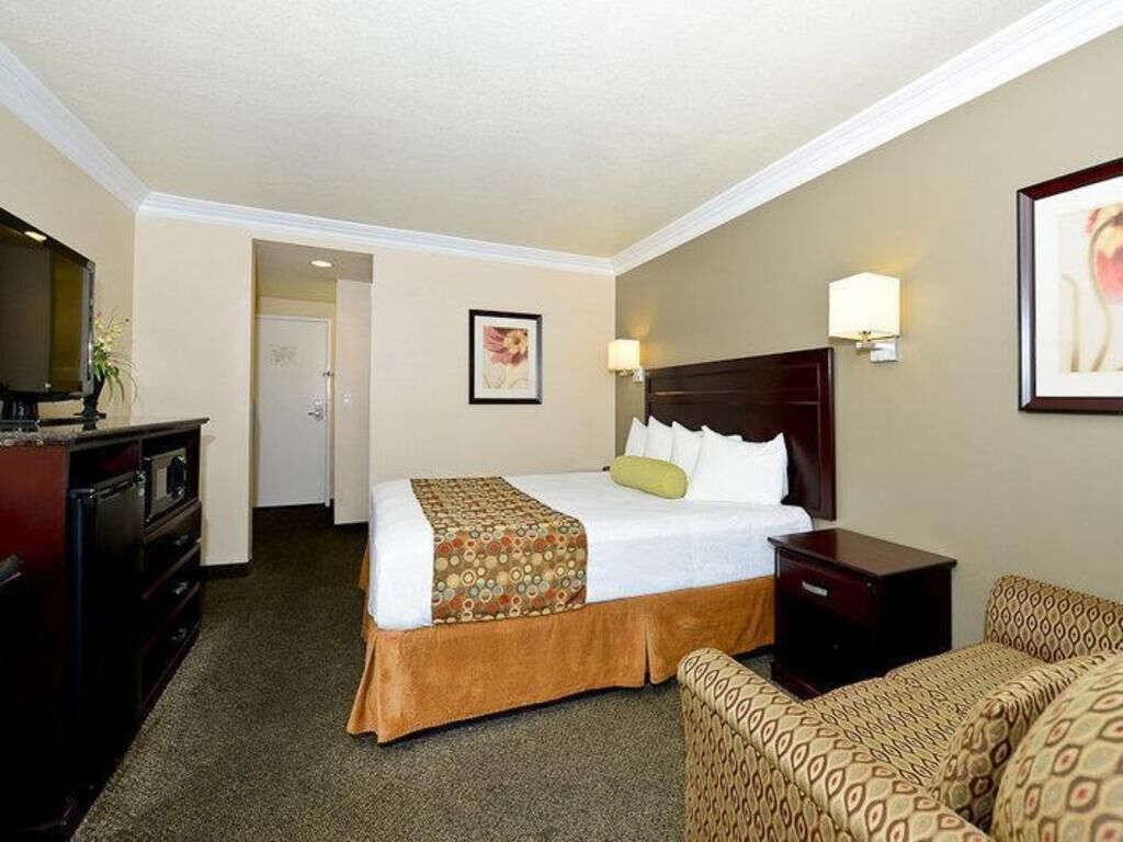 Premium bedding, desk, blackout curtains, iron/ironing board