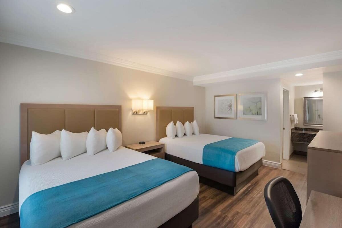 Premium bedding, desk, blackout curtains, iron/ironing board