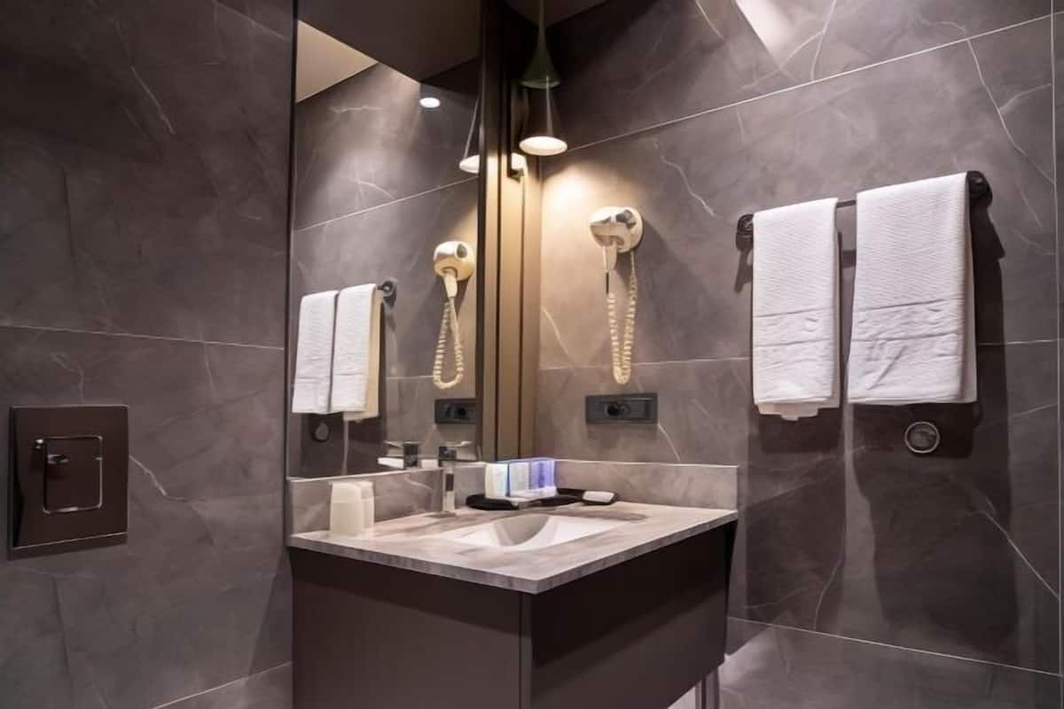Banyo | Duş, ücretsiz banyo/kozmetik ürünleri, saç kurutma makinesi, terlik 