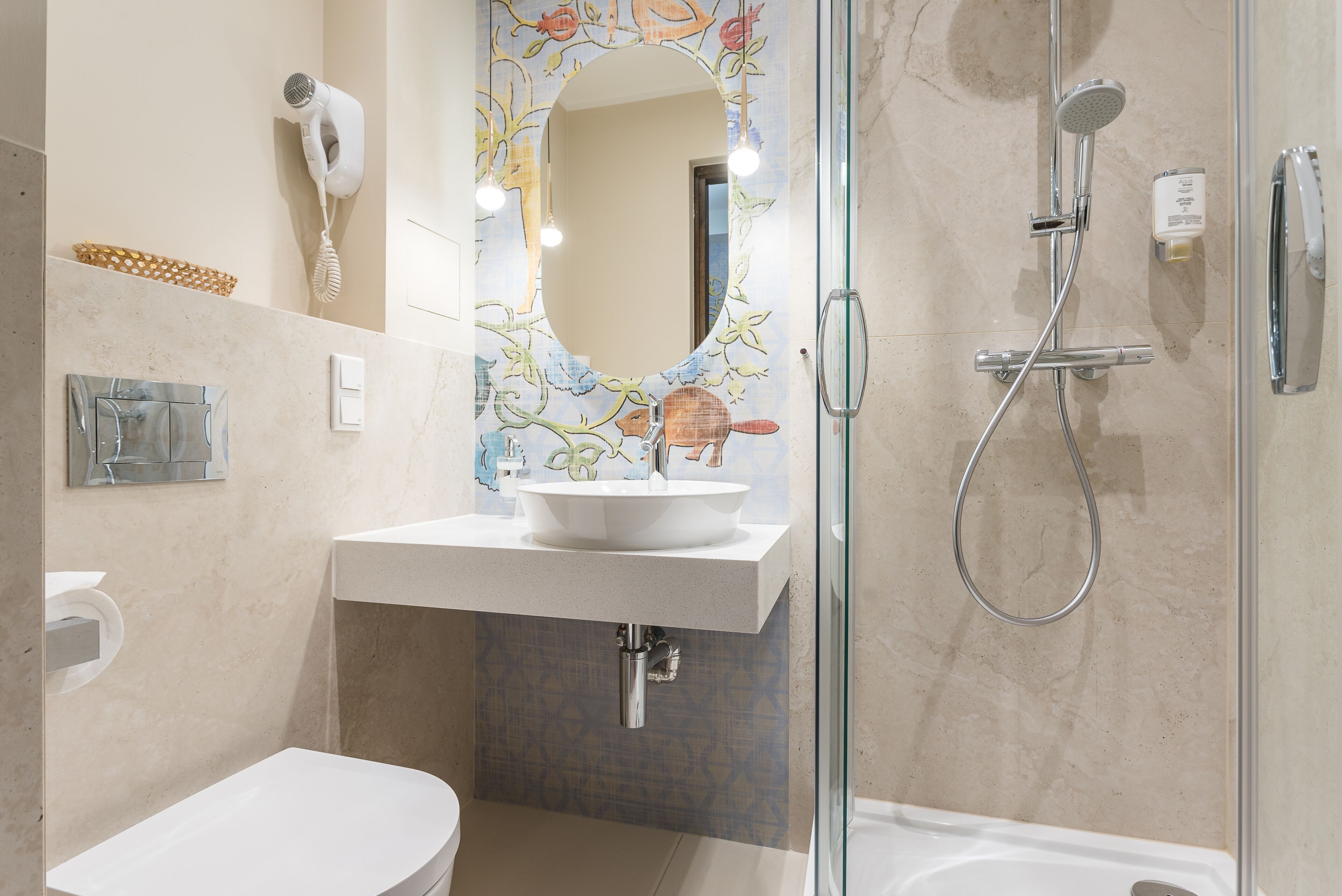 single room | bathroom | designer toiletries, hair dryer, towels