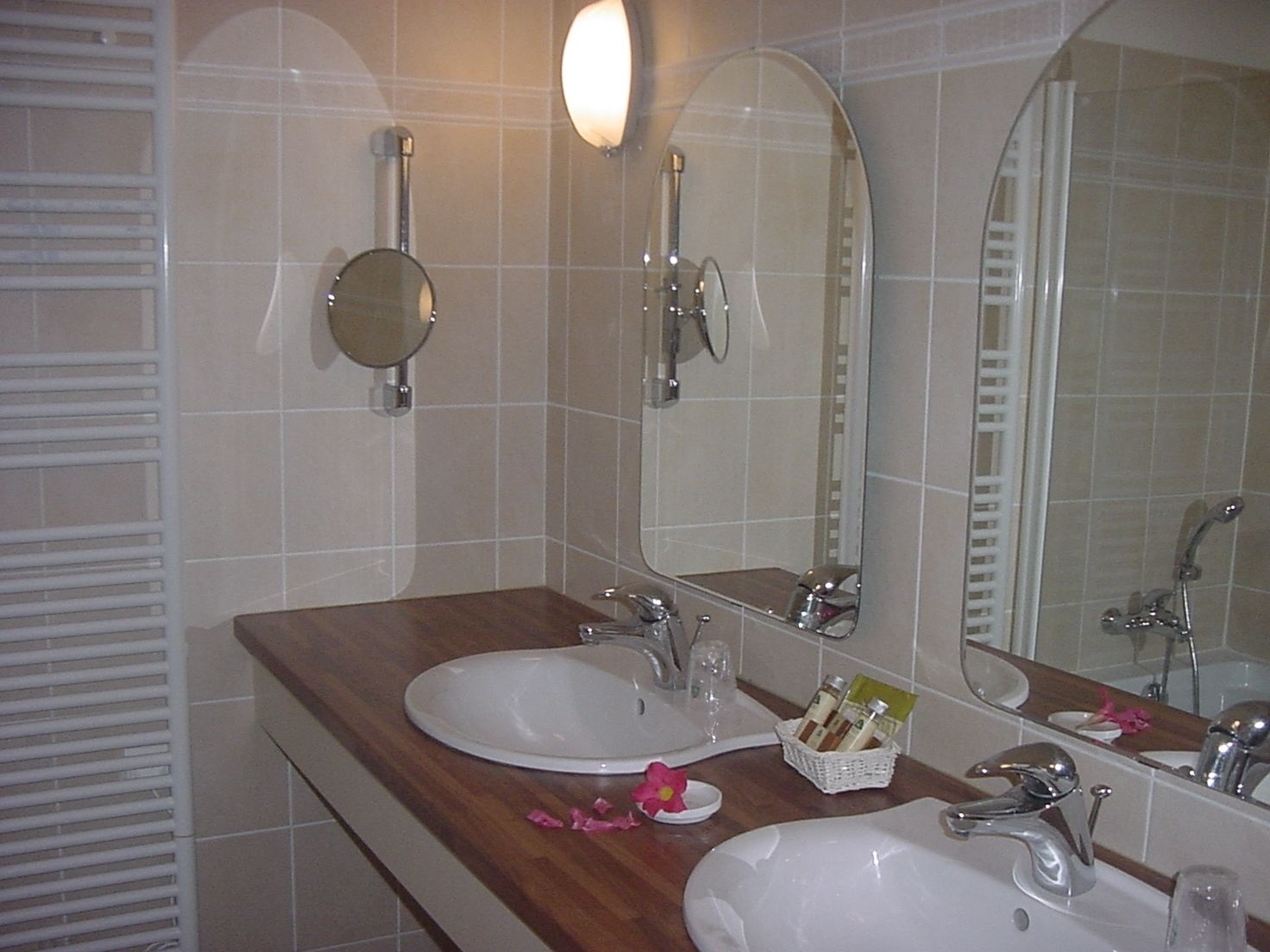 free toiletries, hair dryer, towels