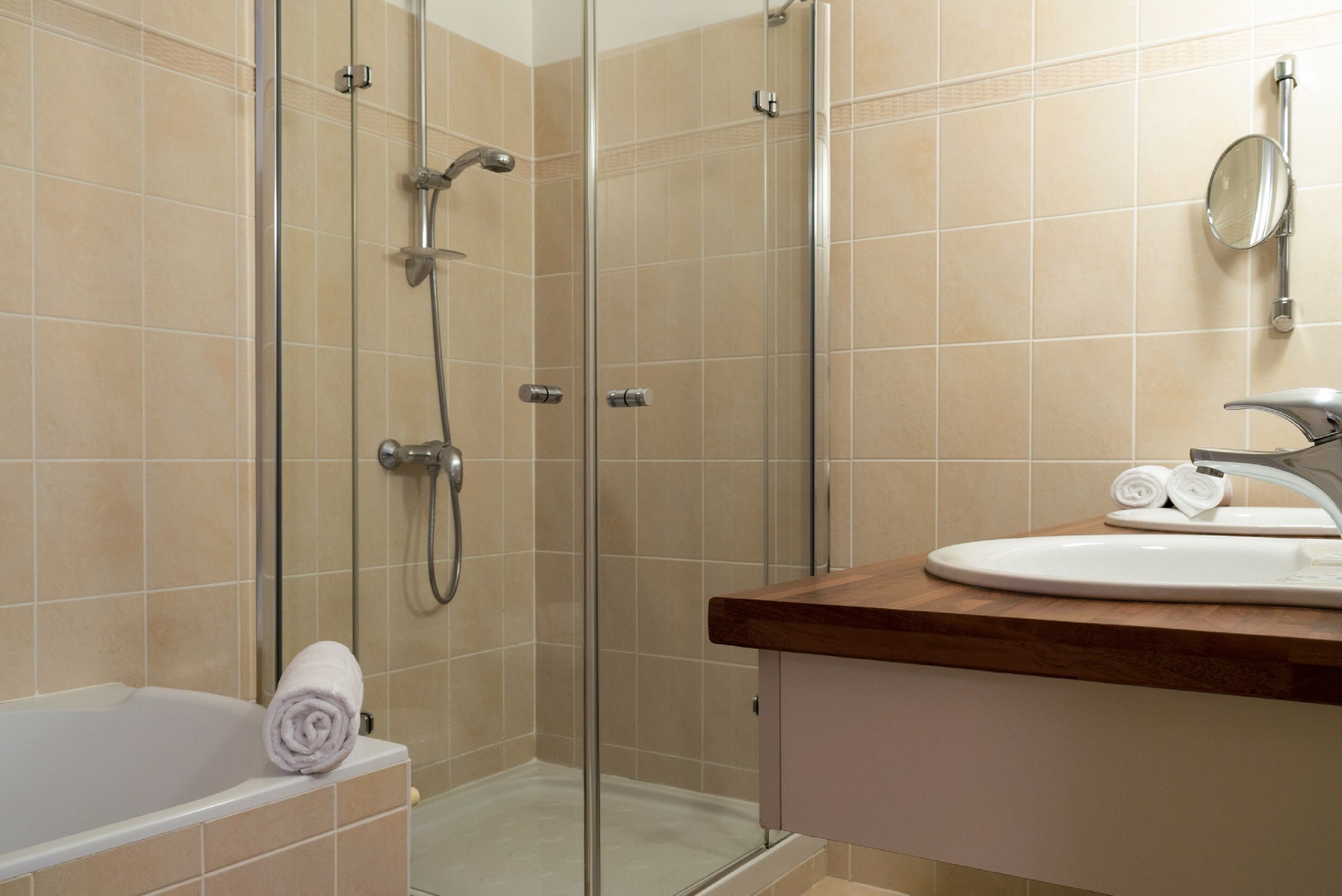 free toiletries, hair dryer, towels