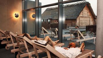 Sauna, body treatments, facials, manicures and pedicures, massages