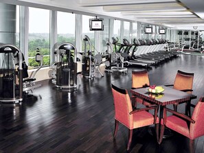 Stay active and energized with our fitness center, featuring treadmills, stationary bikes, and weight machines, and enjoy a view of the surrounding landscape.