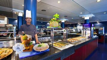 Breakfast, lunch and dinner served