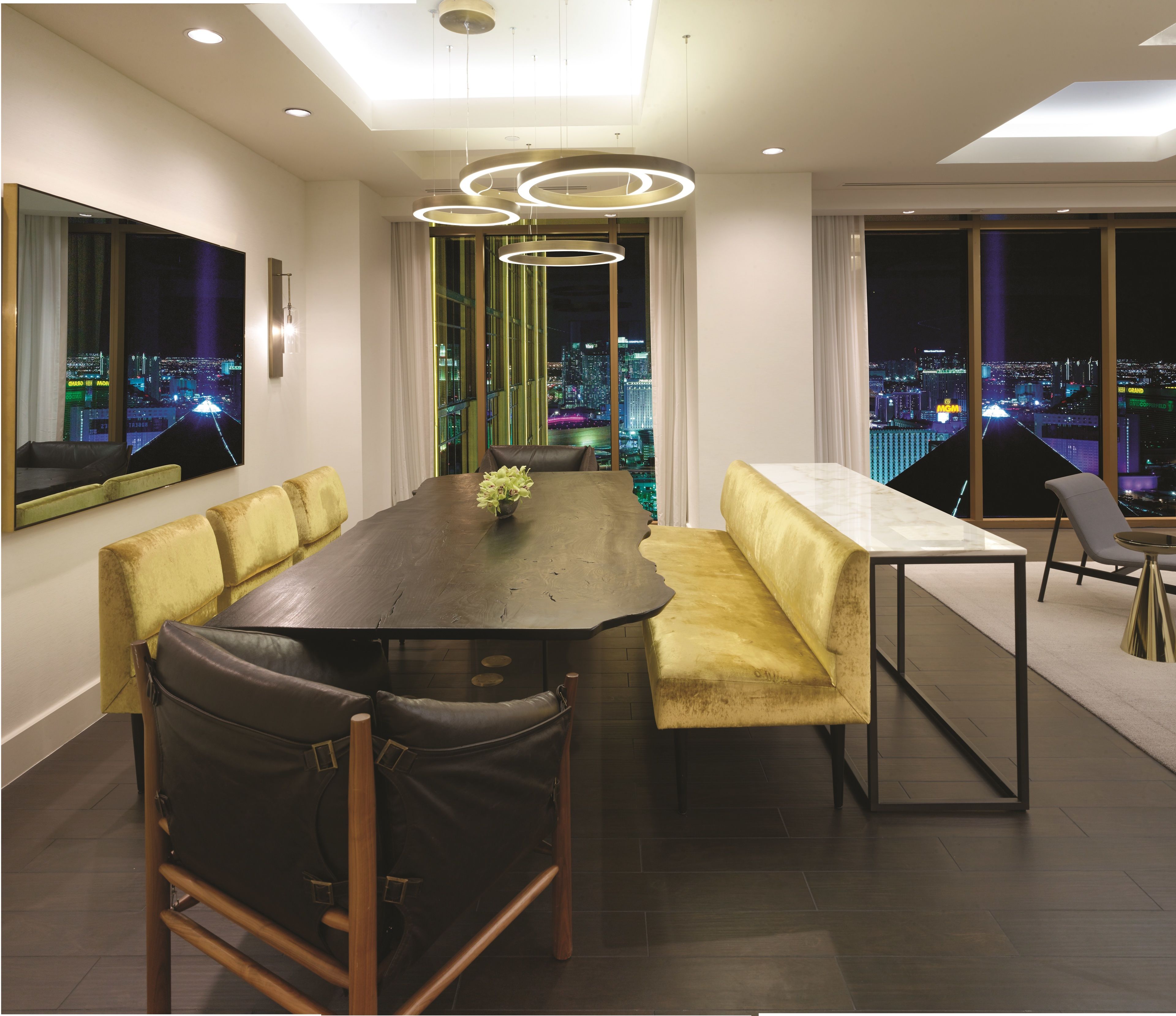 w penthouse ii city view suite | living area | 46-inch flat-screen tv with cable channels, tv, pay films