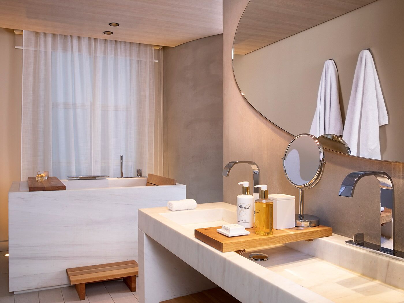 prestige room | bathroom | designer toiletries, hair dryer, bathrobes, slippers