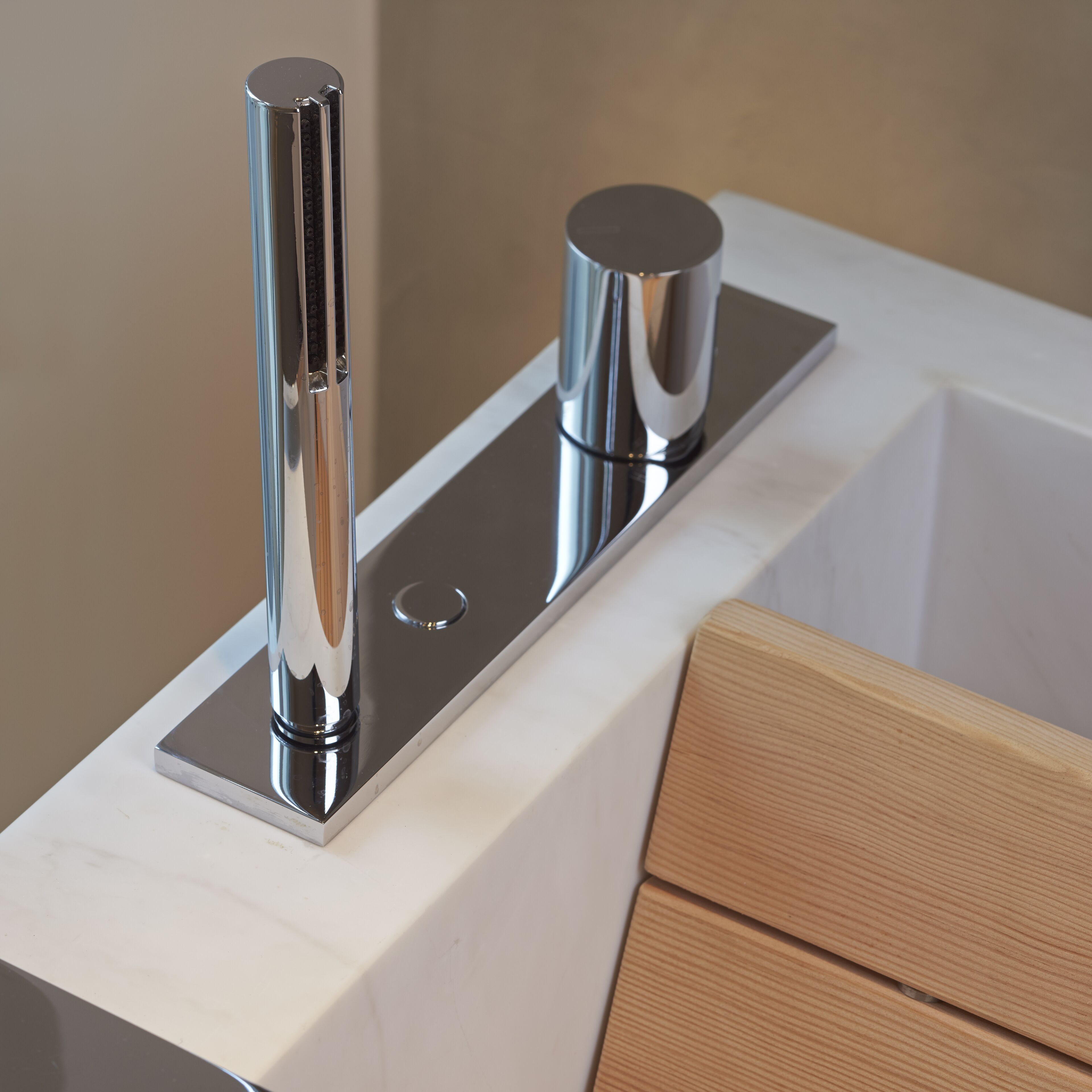 designer toiletries, hair dryer, bathrobes, slippers