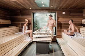 Sauna, hot tub, steam room, body treatments, aromatherapy