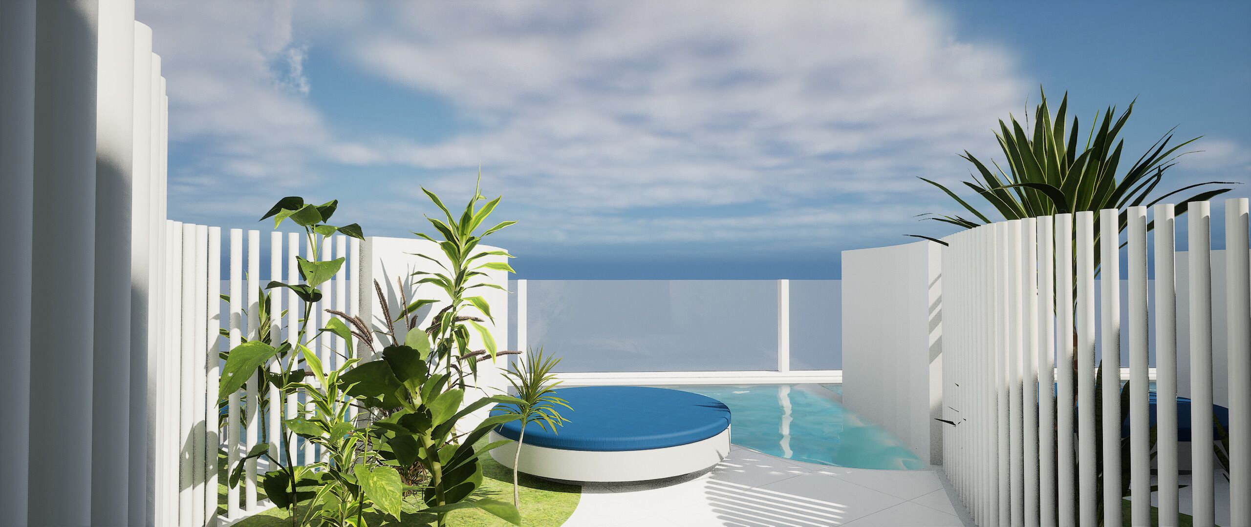 Panorama tweepersoonskamer, 1 tweepersoonsbed, privézwembad, uitzicht op zee | Terras