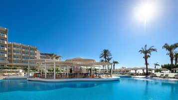 Indoor pool, outdoor pool, open 9:00 AM to 6:00 PM, cabanas (surcharge)