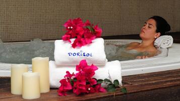 Sauna, hot tub, body treatments, body scrubs, facials, 1 treatment room