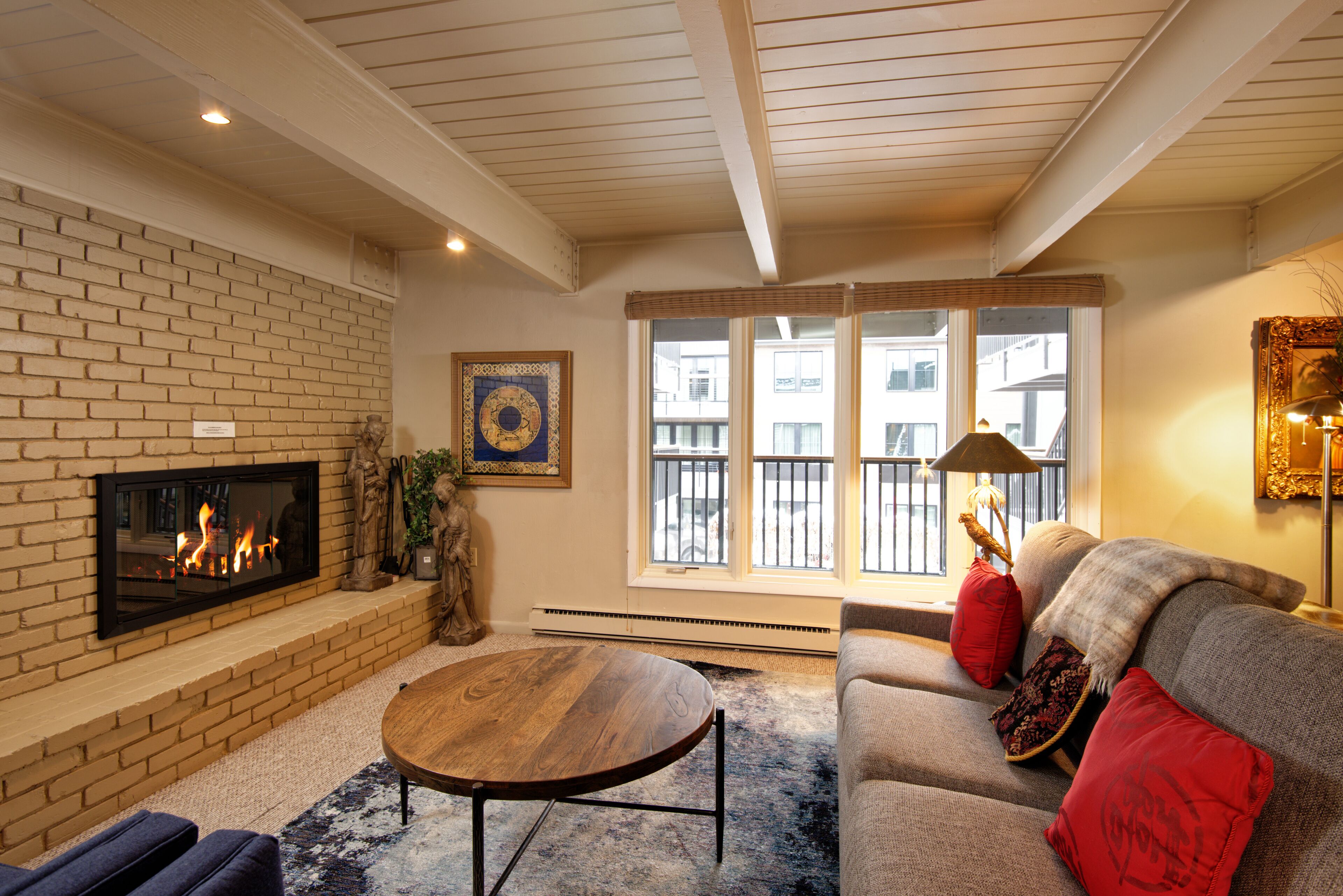 Deluxe Condo, 2 Bedrooms, Fireplace (Chateau Dumont 11) | Living area | Flat-screen TV, fireplace