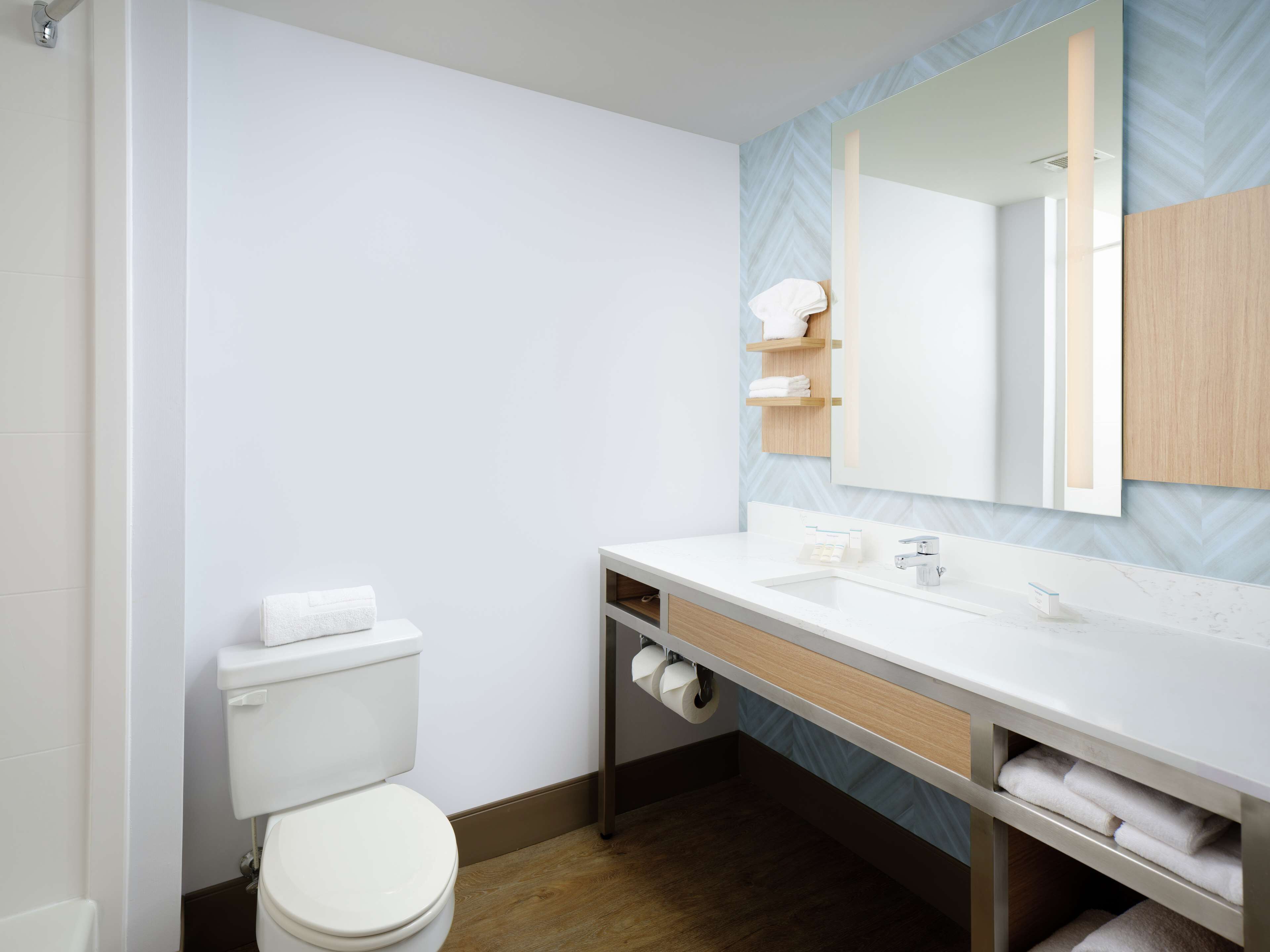 combined shower/bathtub, free toiletries, hair dryer, towels