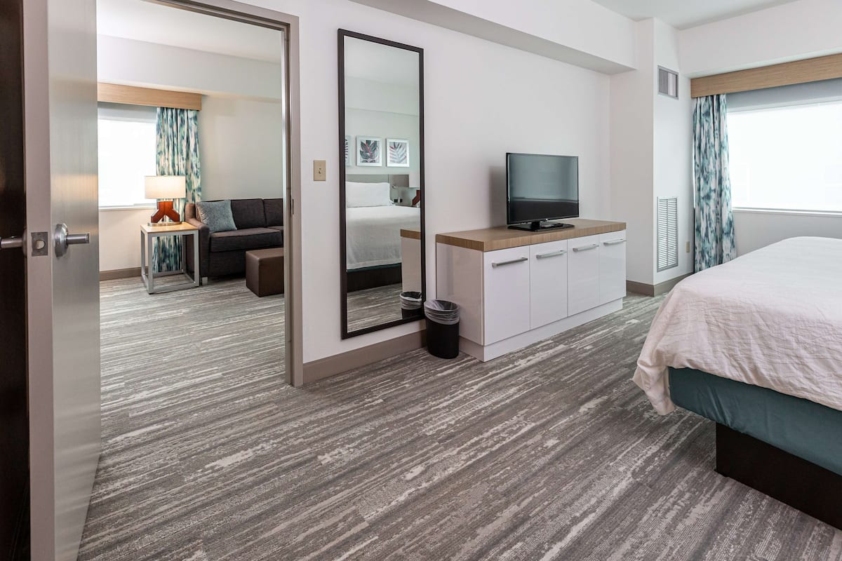 suite, 1 king bed with sofa bed | desk, laptop workspace, iron/ironing board, free cots/infant beds