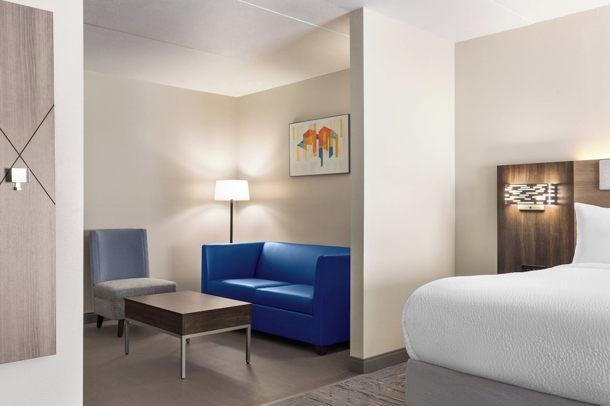 Suite, 1 King Bed | Desk, laptop workspace, blackout drapes, iron/ironing board