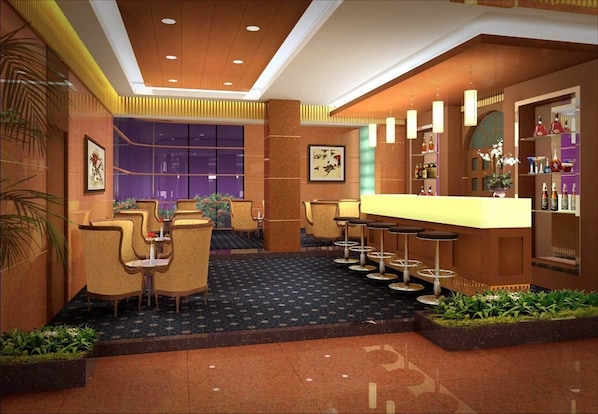 A lobby with a bar area, seating, and a reception desk. - Beijing Chong Wen Men Hotel (Beijing)