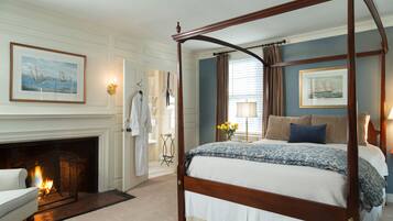 Queen Fireplace Room | Premium bedding, in-room safe, iron/ironing board, free WiFi