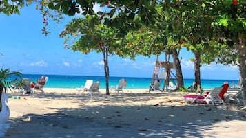 Private beach, white sand, beach cabanas, sun-loungers