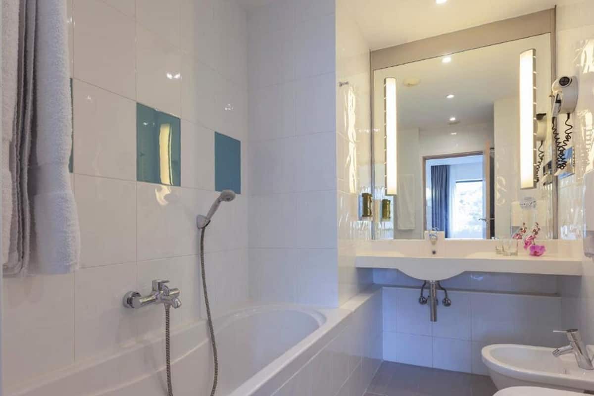 separate bathtub and shower, free toiletries, hair dryer, bidet