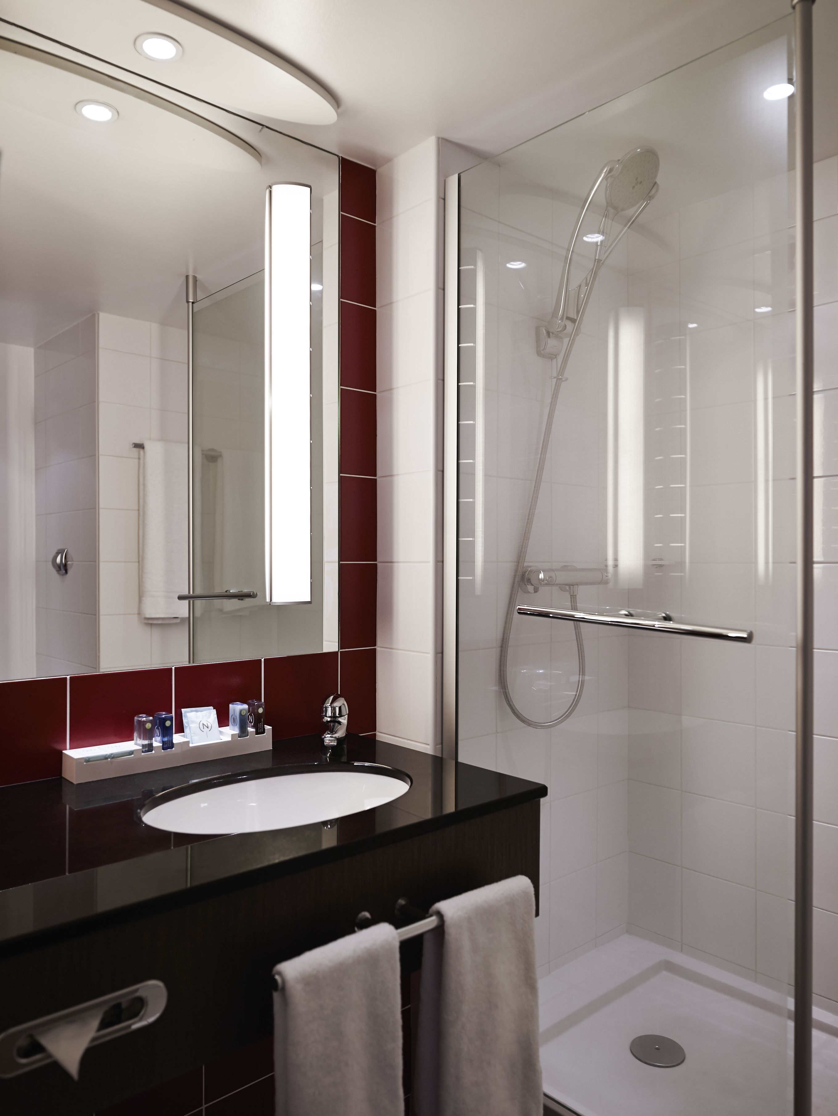 free toiletries, hair dryer, towels