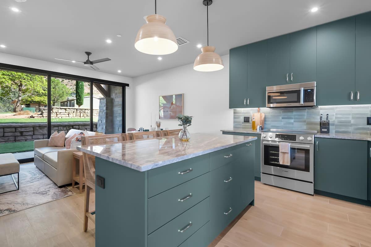 luxury villa, kitchen, mountain view | private kitchen | microwave, espresso maker, coffee/tea maker, dining tables