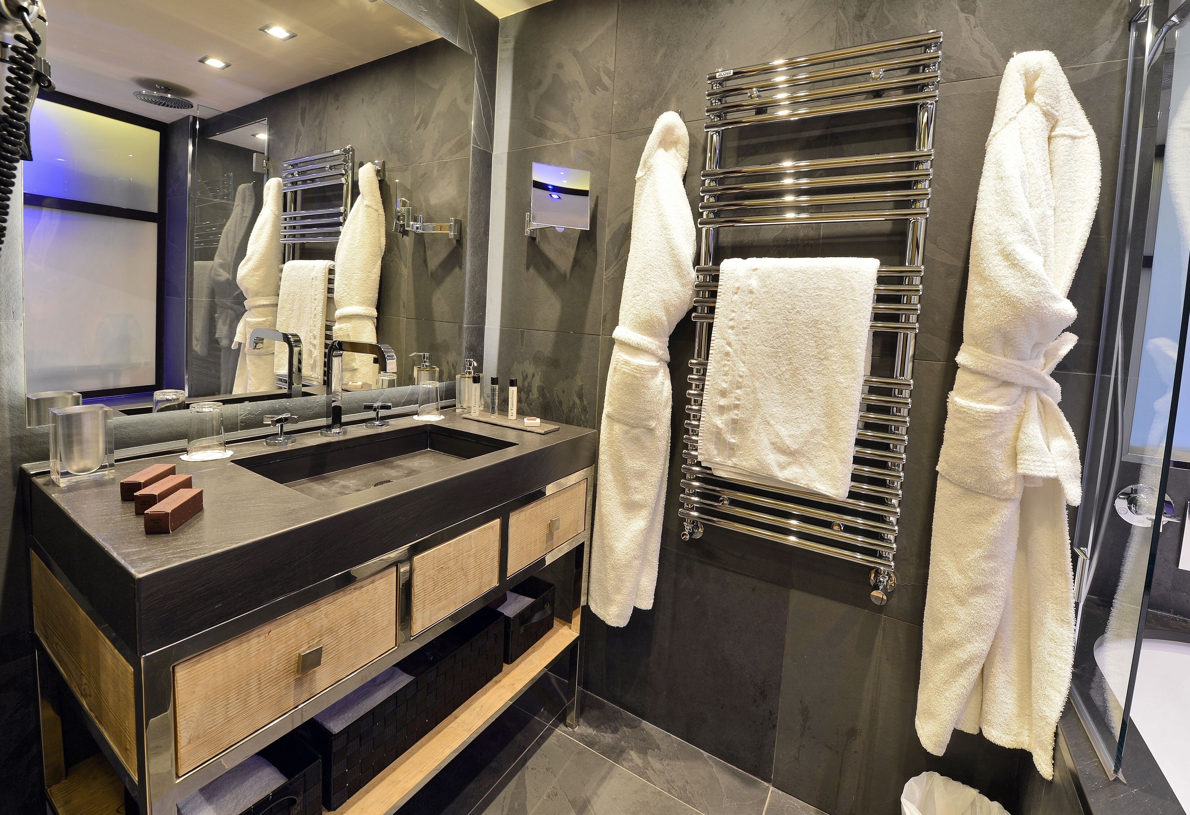 superior room living room mountain view | bathroom | free toiletries, hair dryer, bathrobes, slippers