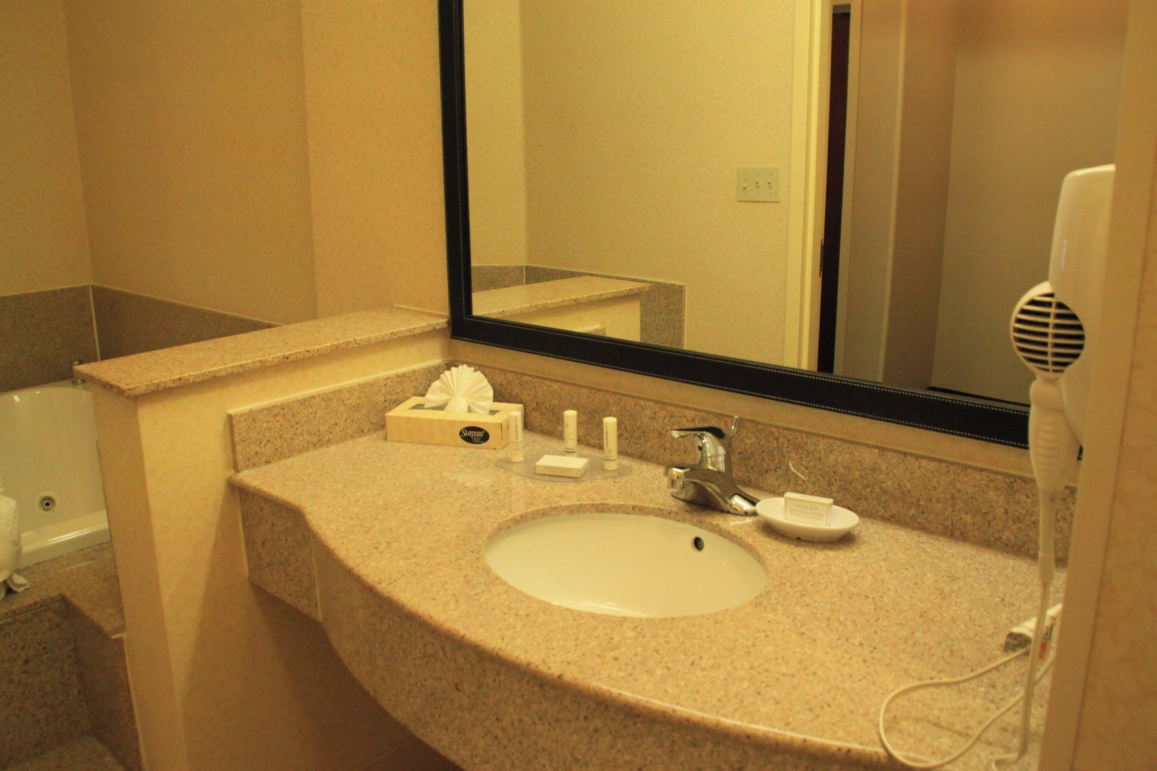 free toiletries, hair dryer, towels, soap