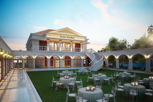 Outdoor banquet area